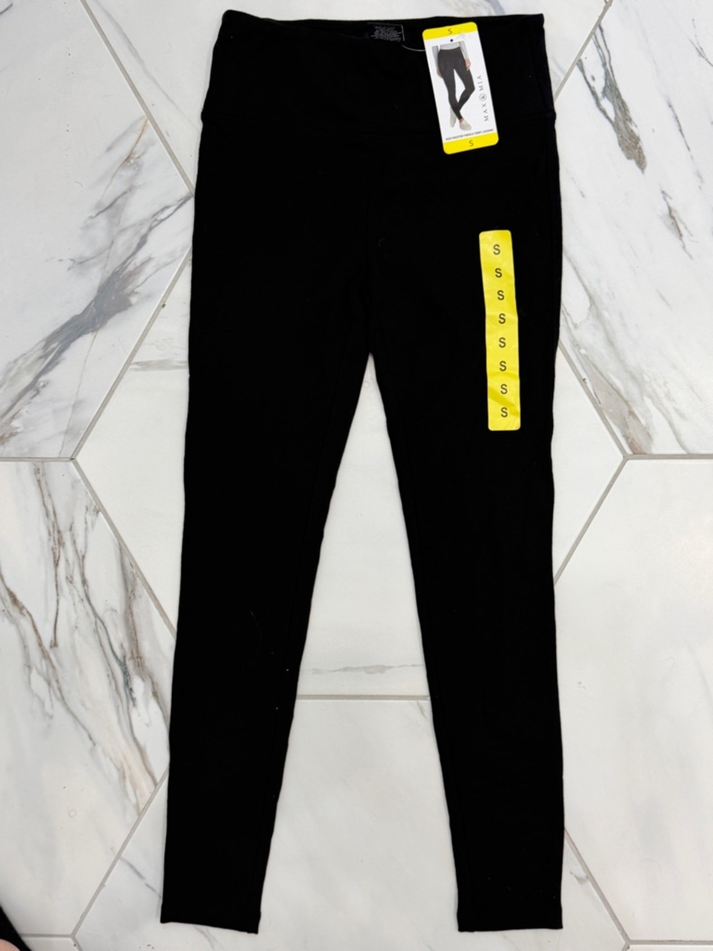 Max & Mia High Waisted Women’s French Terry Leggings Black NWT Size S